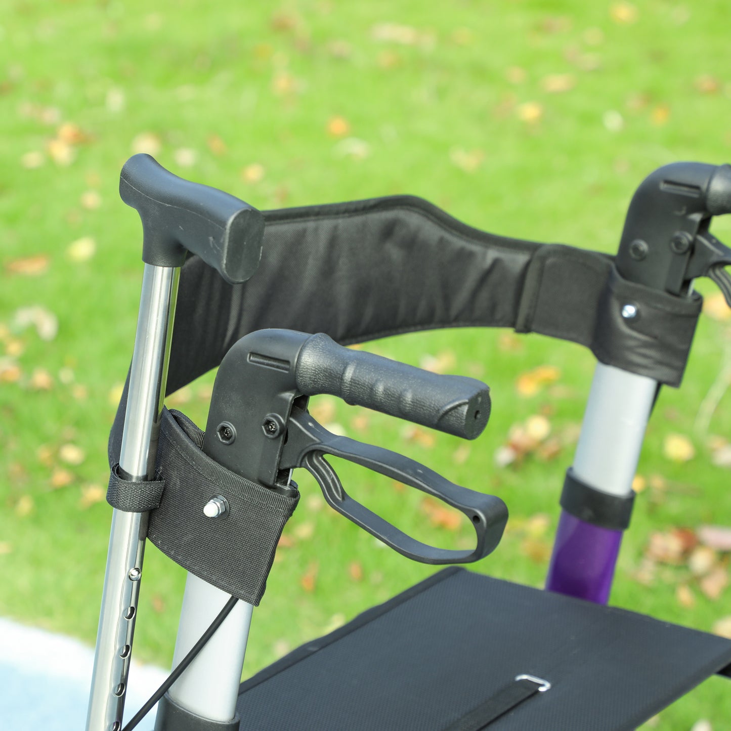 Folding Adjustable Rollator with Dual Brakes & 6 Adjustable Handle Heights for Seniors Purple