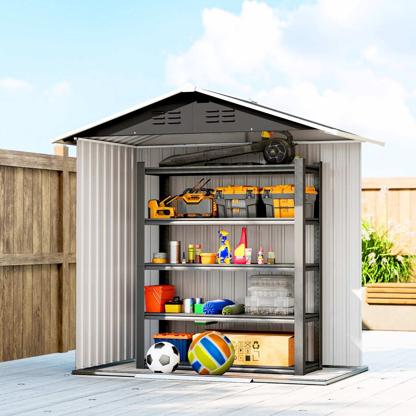 6.5 x 3.5ft Metal Garden Storage Shed - Dark Grey