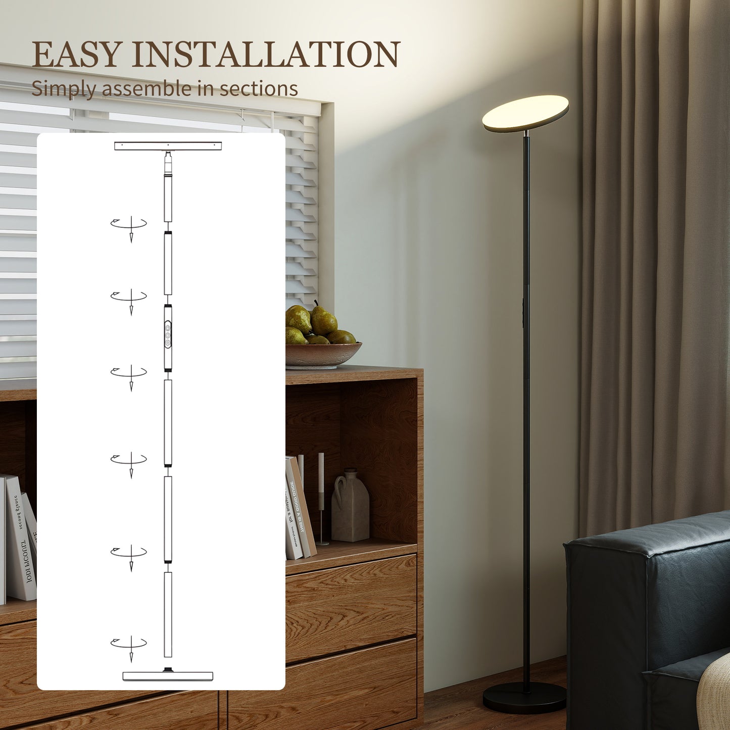 RGB Uplighter Floor Lamp, Tall Dimmable Standing Lamp with Remote & Touch Control