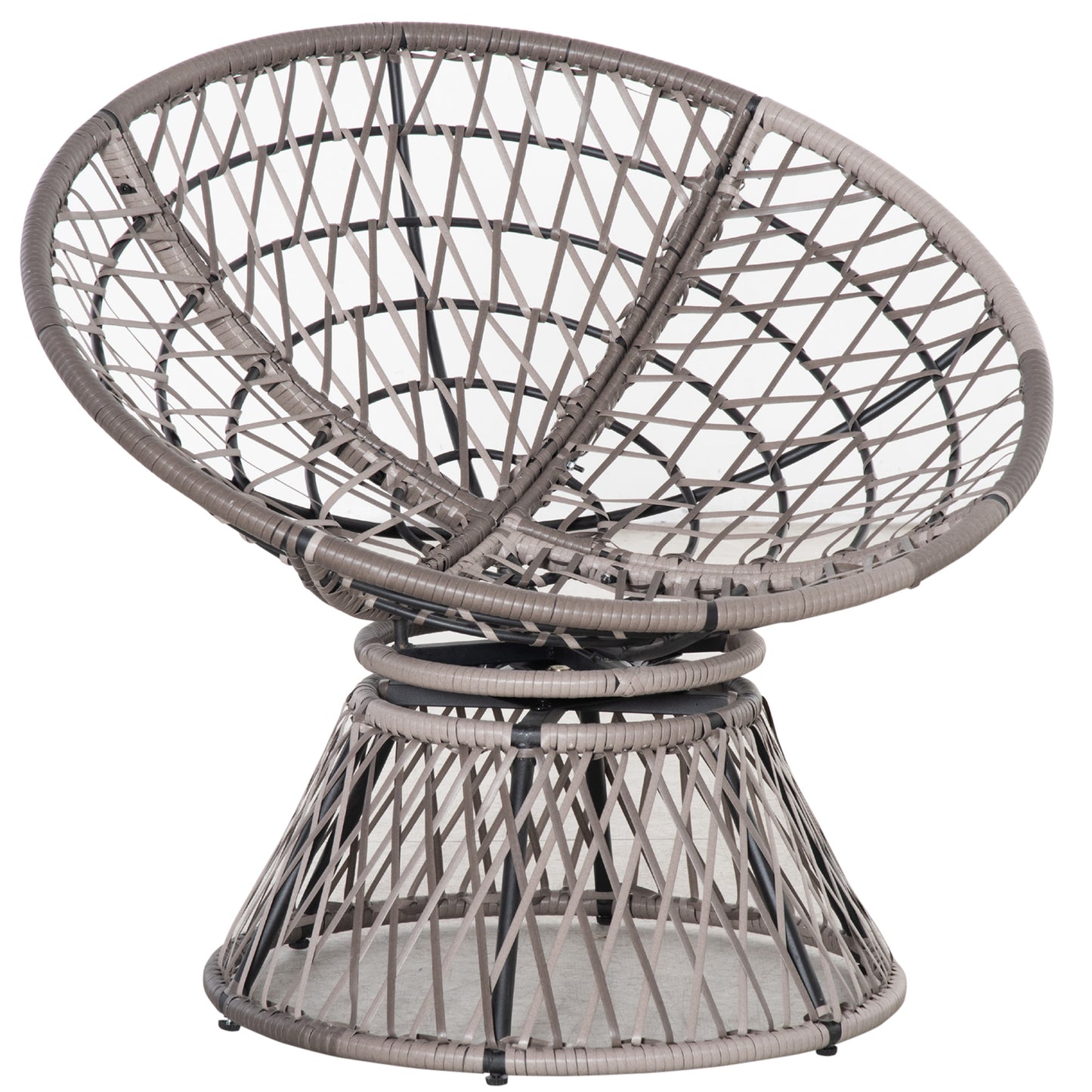 360° Swivel Rattan Papasan Moon Bowl Chair Round Lounge Garden Wicker Basket Seat with Padded Cushion Oversized for Outdoor I