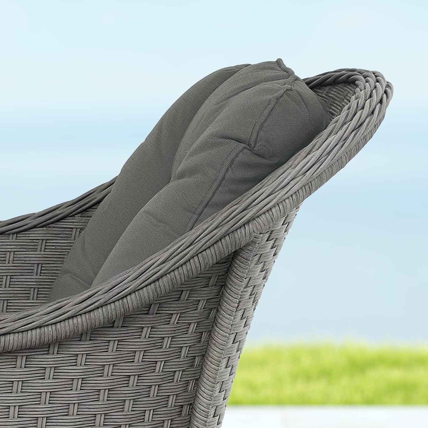 Four-Piece Rattan Set, with Glass-Top Table - Light Grey