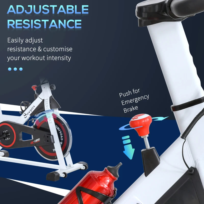 Indoor Cycling Exercise Bike with Adjustable Resistance and Large Phone / Tablet Holder (8kg Flywheel) - White / Red