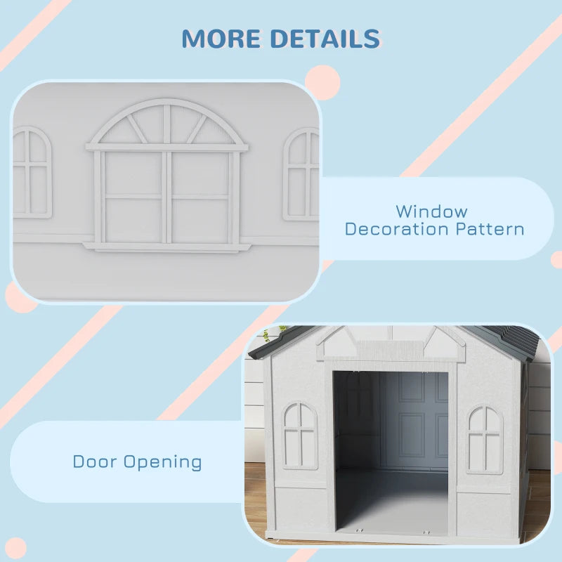 Weather Resistant Plastic Dog House with Ventilation Slats - for Indoor / Outdoor