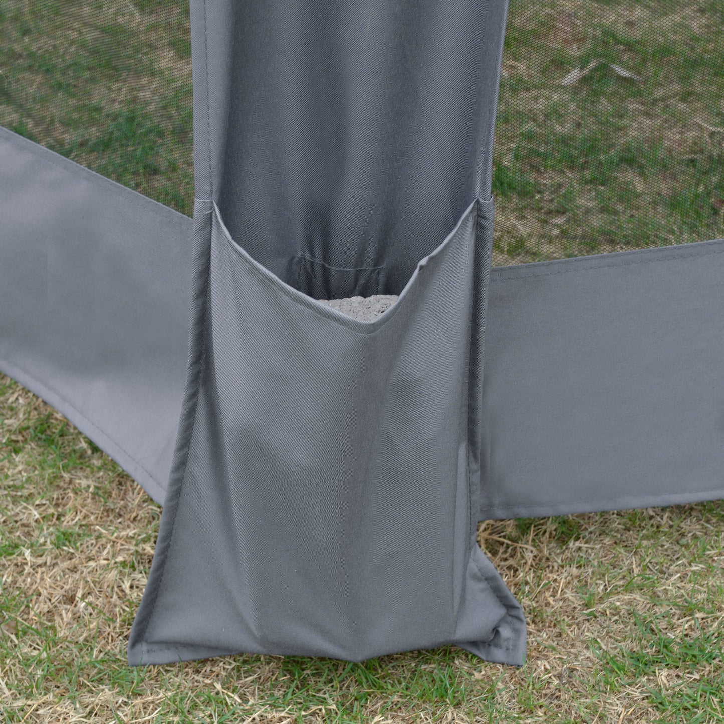 3.8m x 3.2m Pop Up Gazebo Hexagonal Canopy Tent Outdoor Sun Protection with 6 Mesh Sidewalls, Hand Bag, Grey