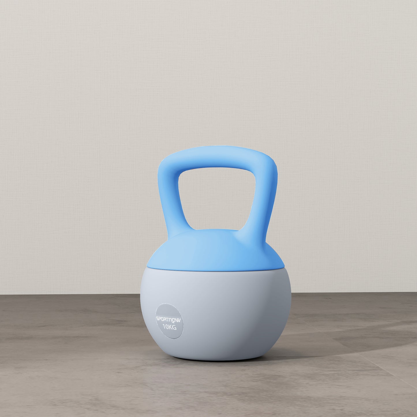 10KG Soft Kettlebell, Kettlebell with Non-Slip Handle for Home Gym, Weight Lifting, Strength Training, Light Blue/Grey