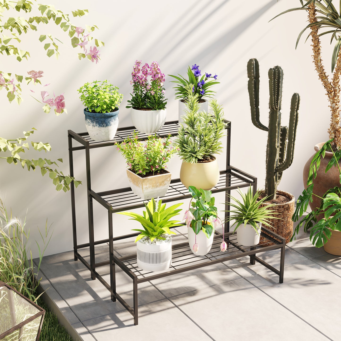 Three-Tier Metal Plant Shelf - Black