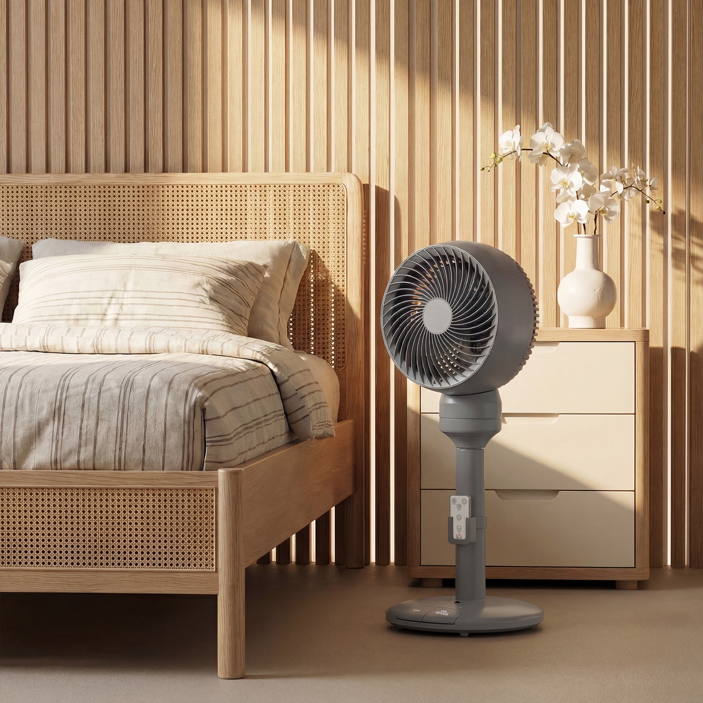 Air Circulator Fan Pedestal Cooling Fan with 3 Speed 3 Mode and Remote Control, 9 Inch, Grey