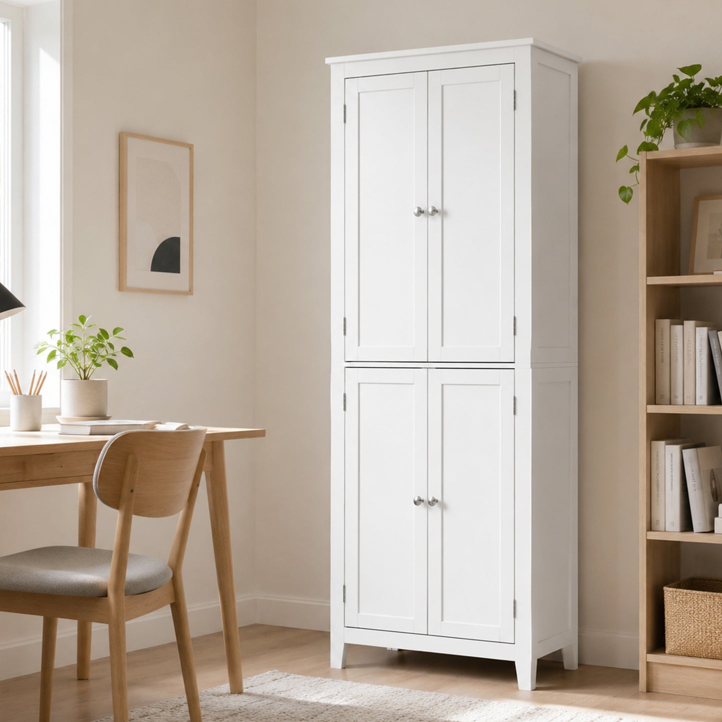 170 cm Tall Bathroom Storage Cabinet, Freestanding Narrow Bathroom Cabinet with Adjustable Shelves for Laundry Room
