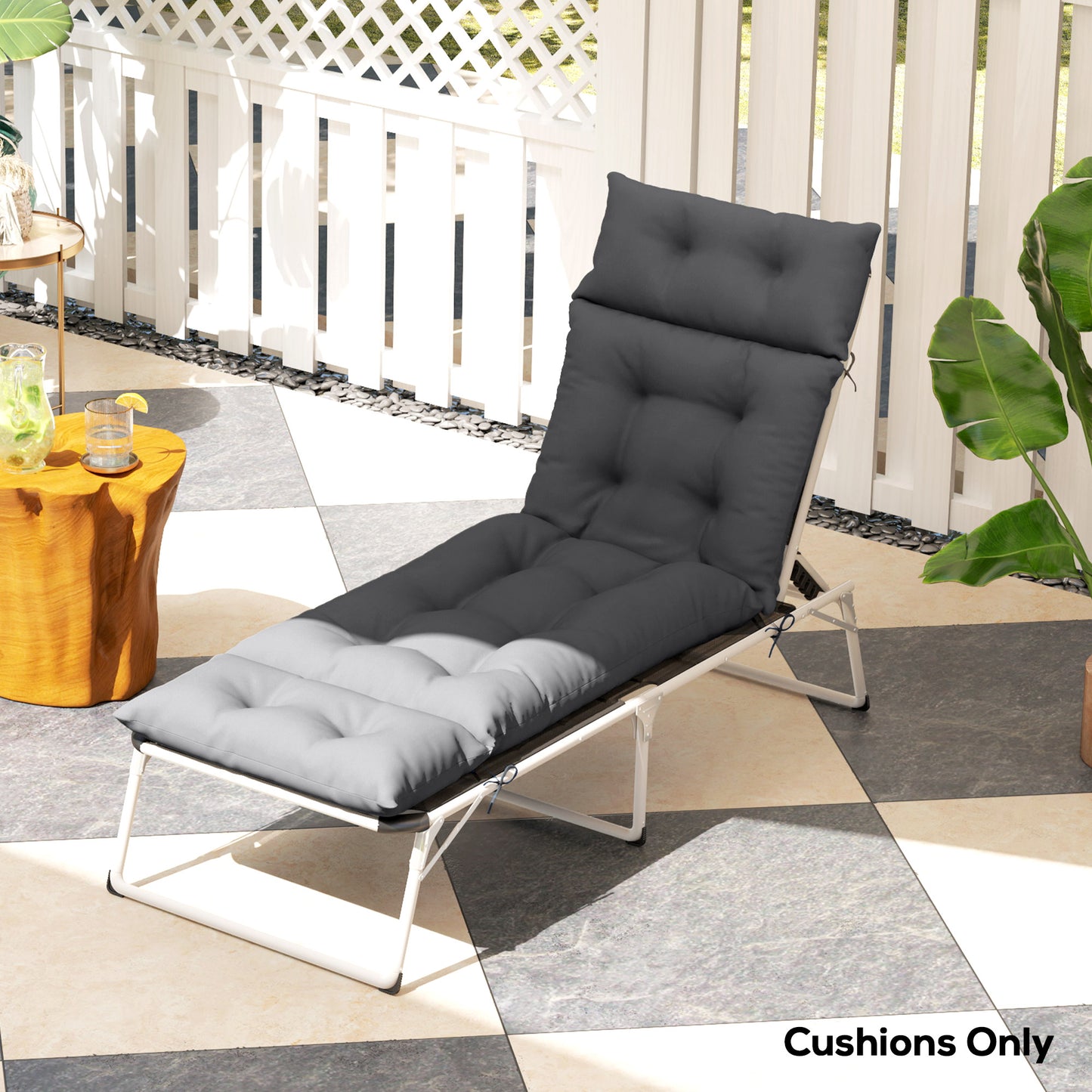 Sun Lounger Cushion Only, 190 x 56 x 10 cm Garden Lounge Chair Cushion, UPF20+ 220gsm Fabric