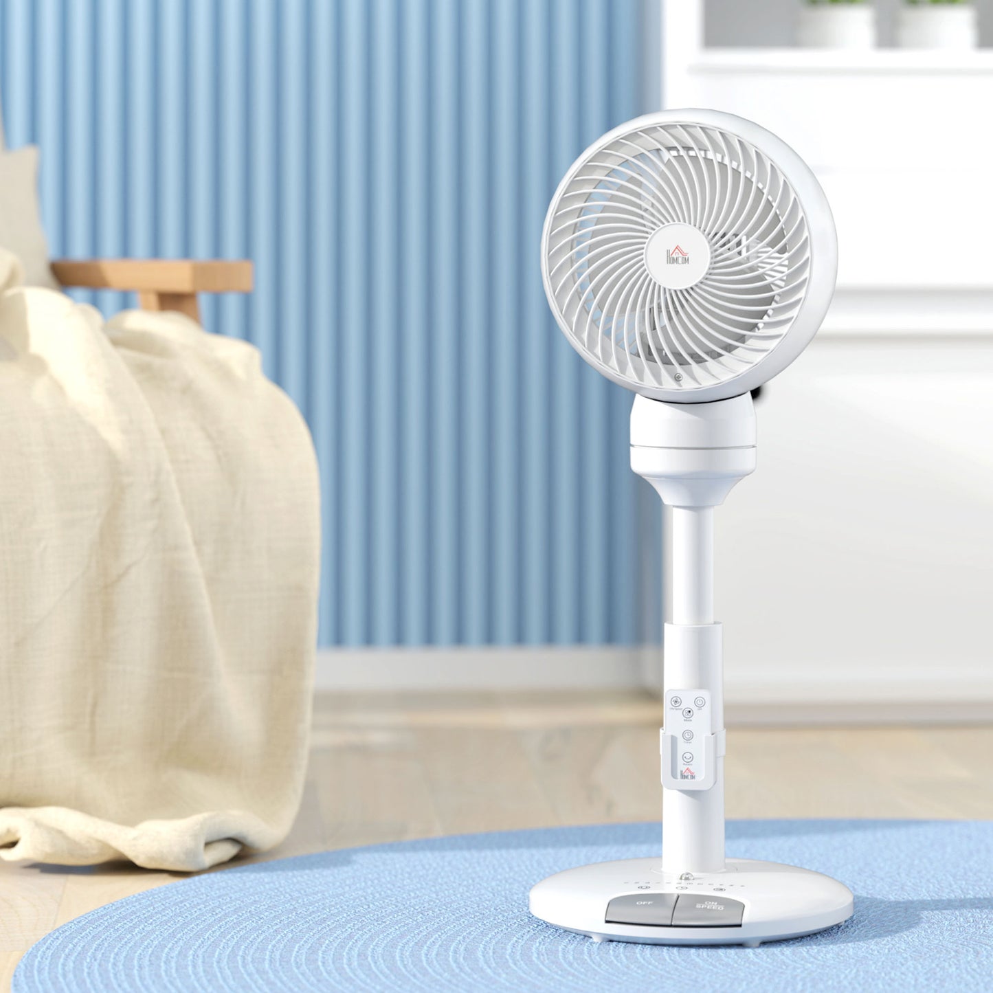 Standing Fan for Bedroom, 28" Pedestal Fan with Remote, 70° Oscillating, 90° Vertical Tilt, 3 Speeds, Adjustable Height