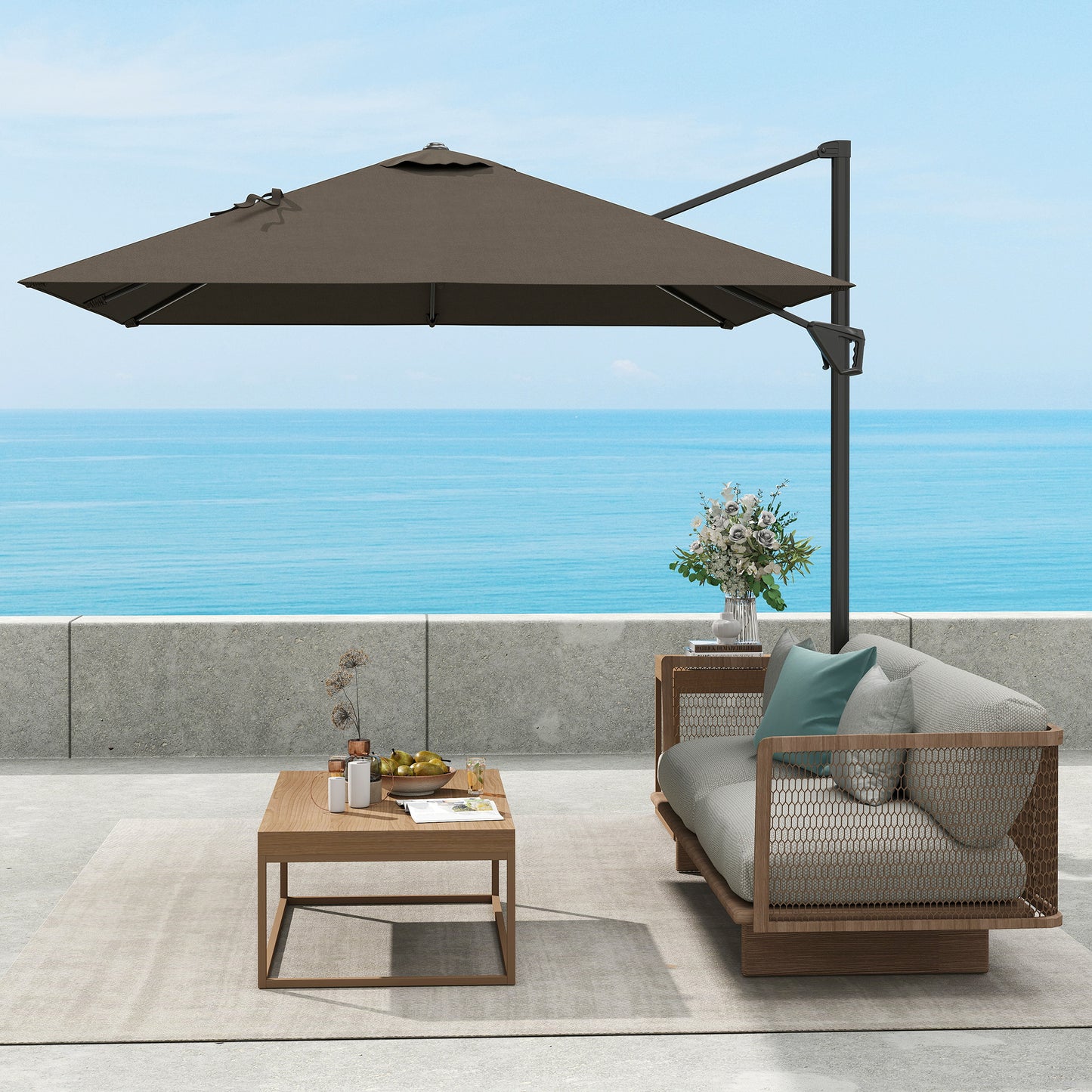 Patio Offset Parasol Umbrella - Tan