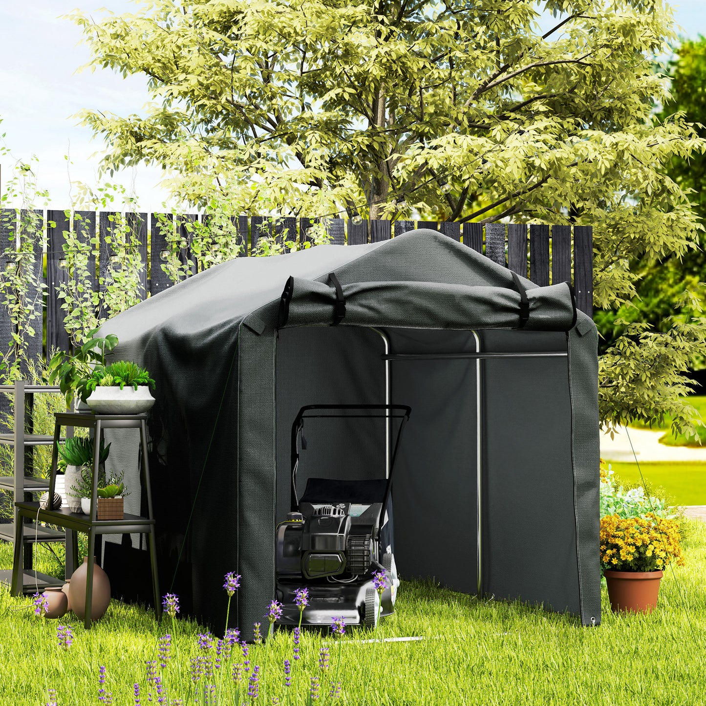 2.2 x 1.6 m Garden Storage Tent, Waterproof Anti-UV Bike Tent with Roll-up Zipper Door