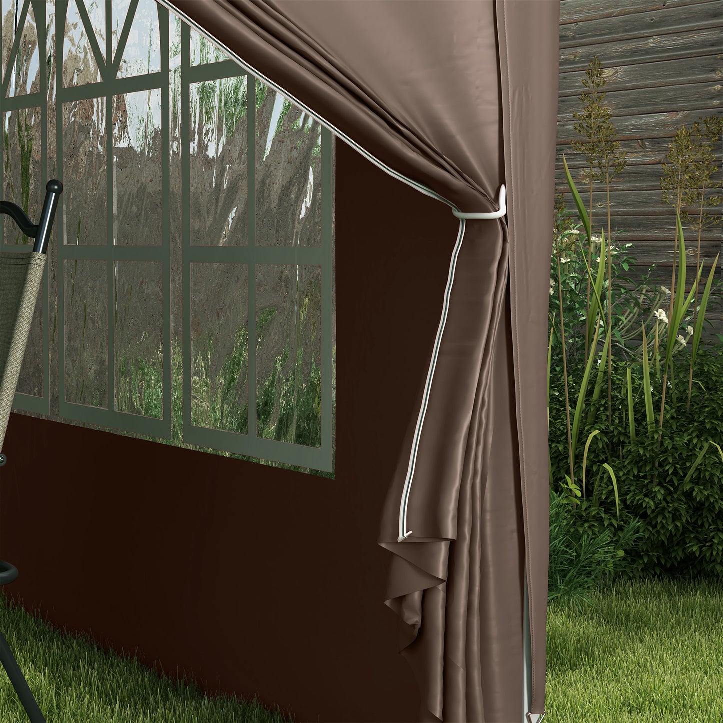 3x3(m) Pop-Up Gazebo, with Curtain Walls and Windows, Coffee