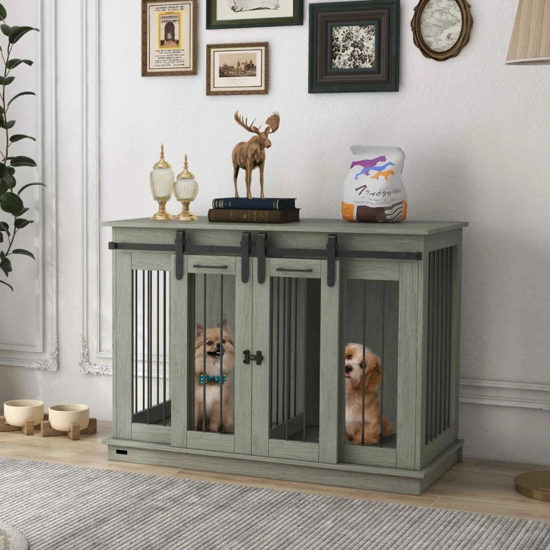 Large Pet Crate with Removable Divider for One Large Pet or Two Small - Grey