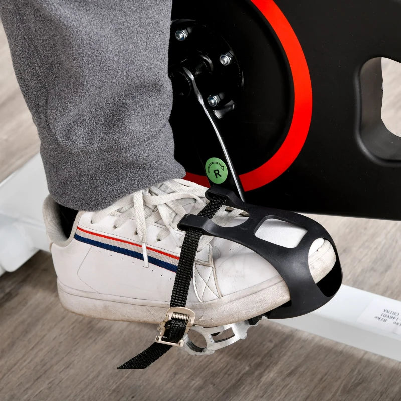 Indoor Cycling Exercise Bike with Adjustable Resistance and Large Phone / Tablet Holder (8kg Flywheel) - White / Red