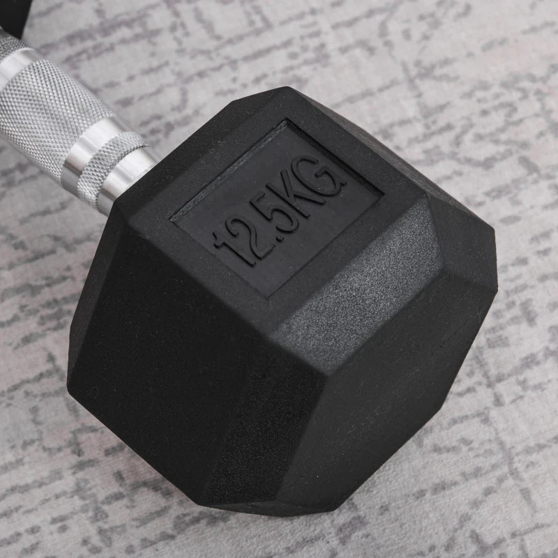 Strength Training Rubber Hex Dumbbell Set of 2x 12.5kg