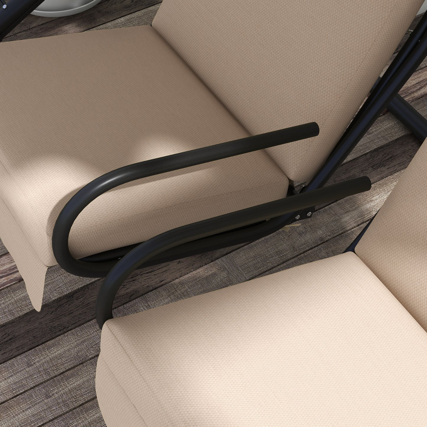 Two-Seat Garden Swing Chair, with Protective Canopy - Beige