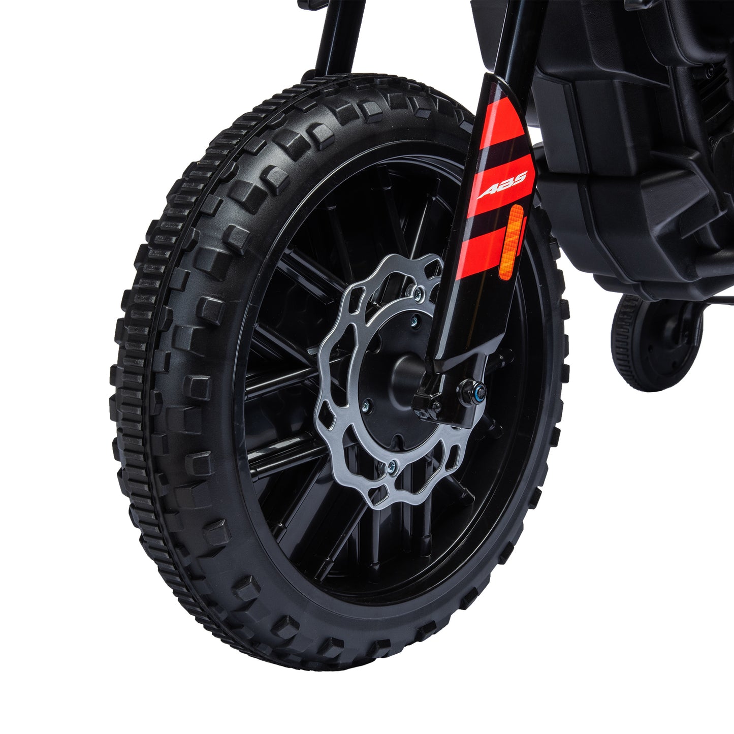 12V Aprilia Licensed Kids Motorbike with Training Wheels, Spring Suspension, LED Headlight, USB, Music, Red/Black
