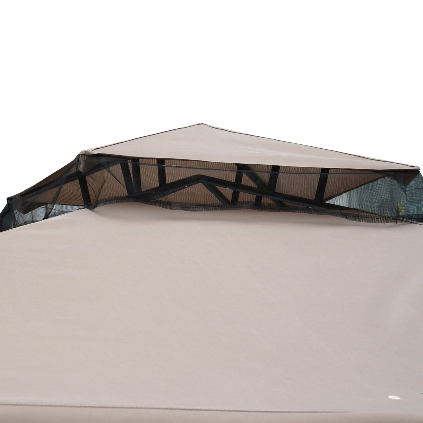 Outdoor Gazebo, 2-tier Roof with Netting for Garden Patio, 295L x 295W x 263Hcm, Taupe