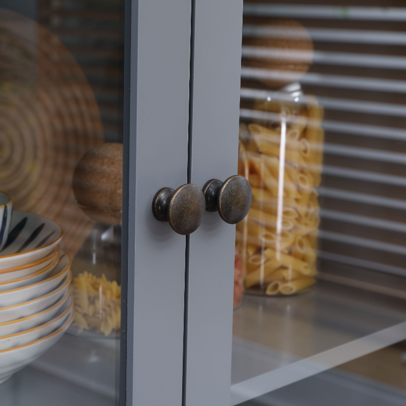 180cm Tall Kitchen Pantry Cupboard, Freestanding Storage Cabinet with 5 Tier, Adjustable Shelves, Drawer, Grey