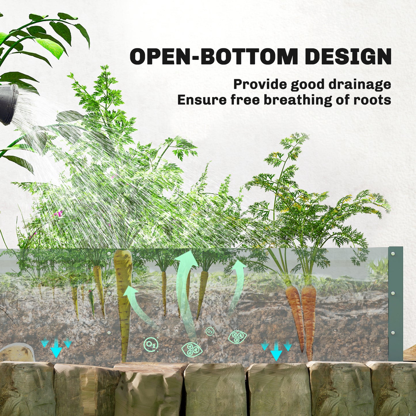Small Greenhouse with Raised Garden Bed, Galvanised Walk-in Greenhouse with Roll Up Windows, 141 x 141 x 190 cm, Green