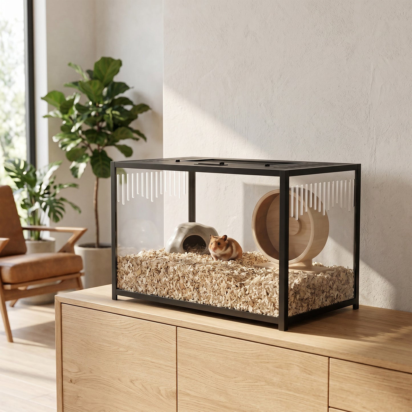 Hamster Cage, Chewproof Metal Rat Cage with Deep Base, Openable Top for Syrian Dwarf Hamster, Gerbil, 80 x 45 x 50.5 cm