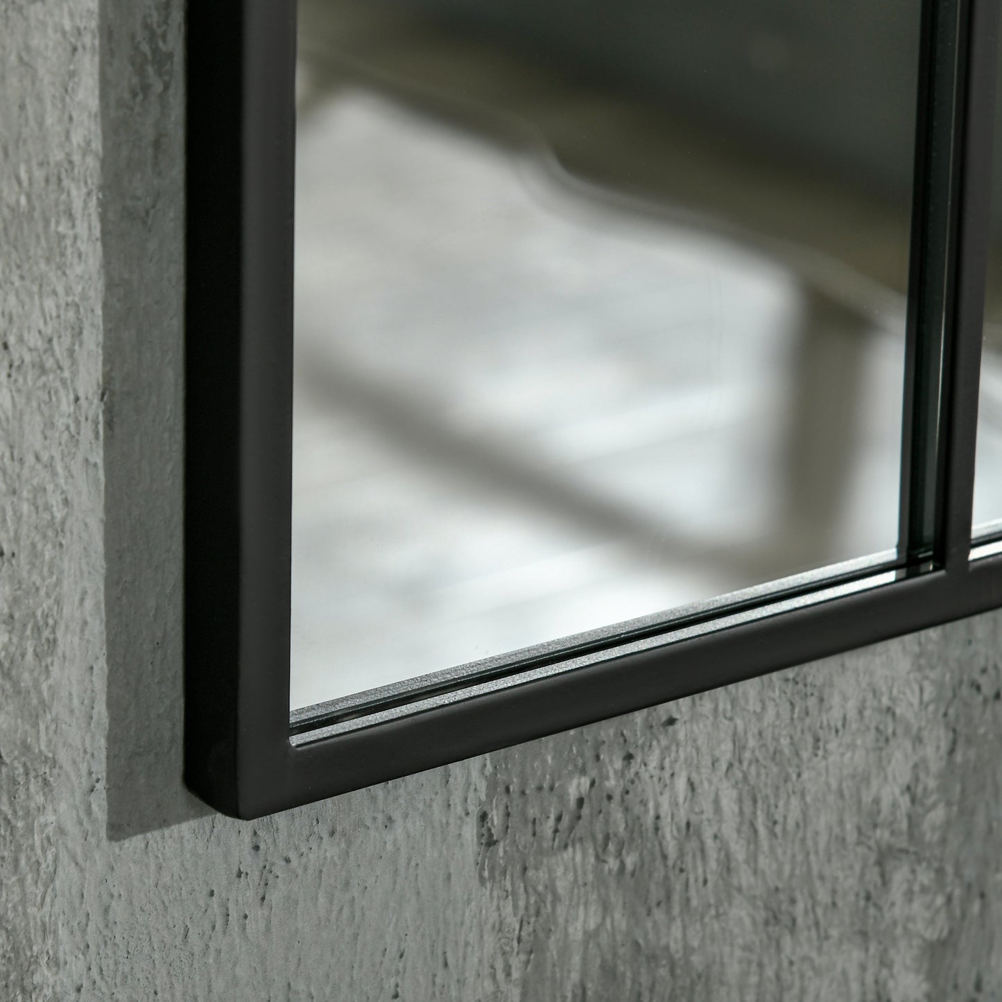 90 X 61cm Arched Grid Mirror - Black