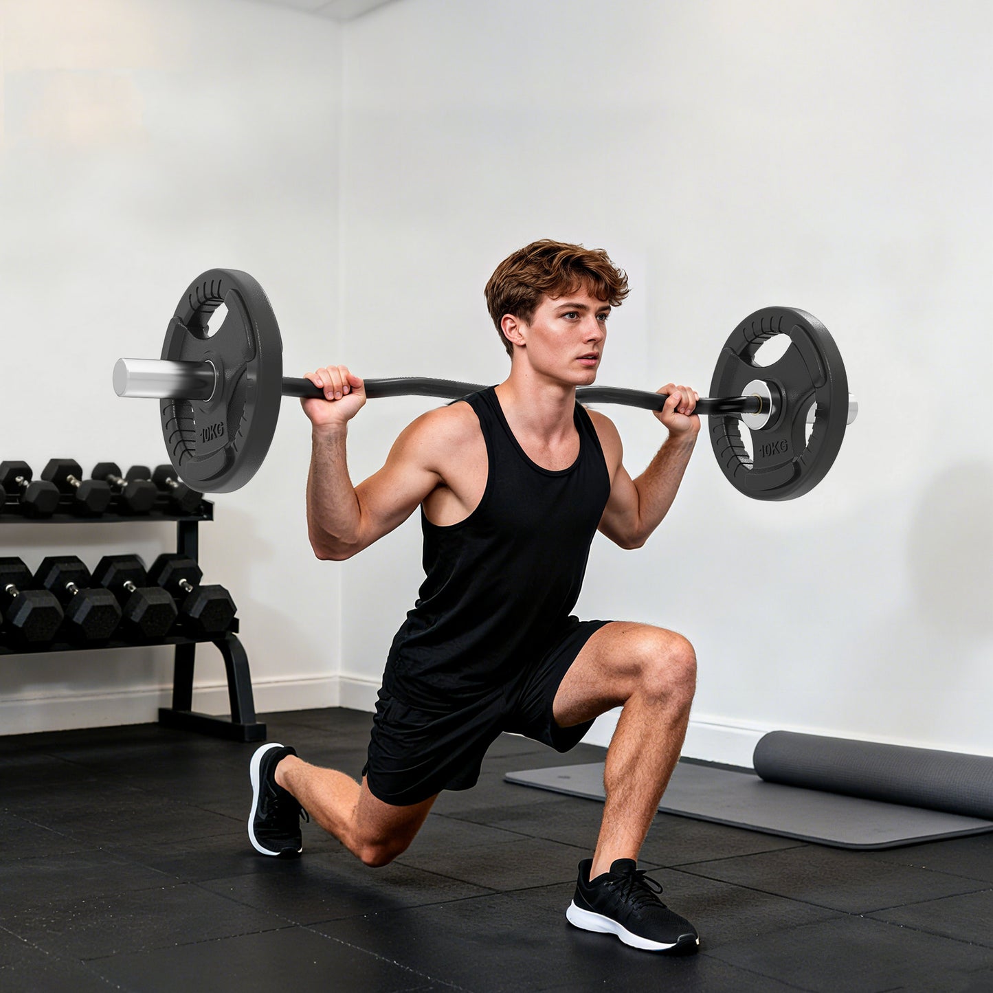 4ft Olympic EZ Curl Bar, Barbell Bar for 2" Weight Plates with Non-Slip Hand Grip 120cm