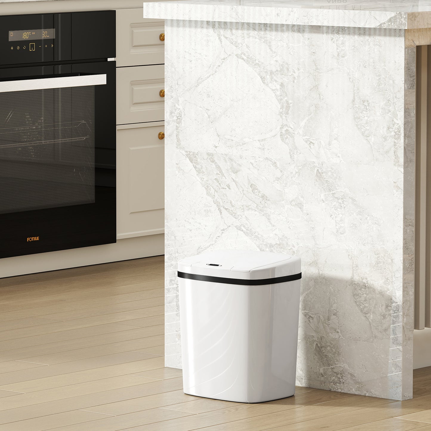 15L Sensor Bin, Automatic Touchless Kitchen Bin, Easy Clean, Battery Operated for Home Office, Bedroom, Bathroom, White