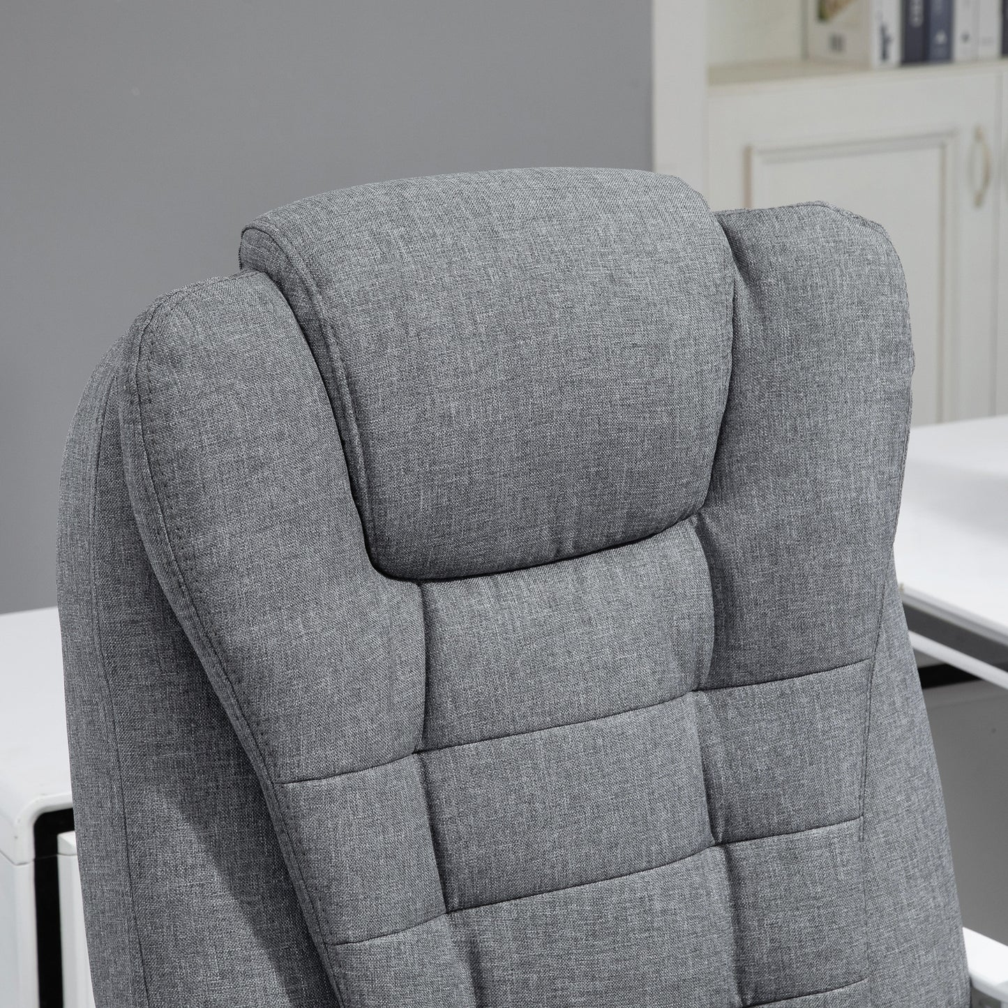Heated 6 Points Vibration Massage Executive Office Chair Adjustable Swivel Ergonomic High Back Desk Chair Recliner with Footr