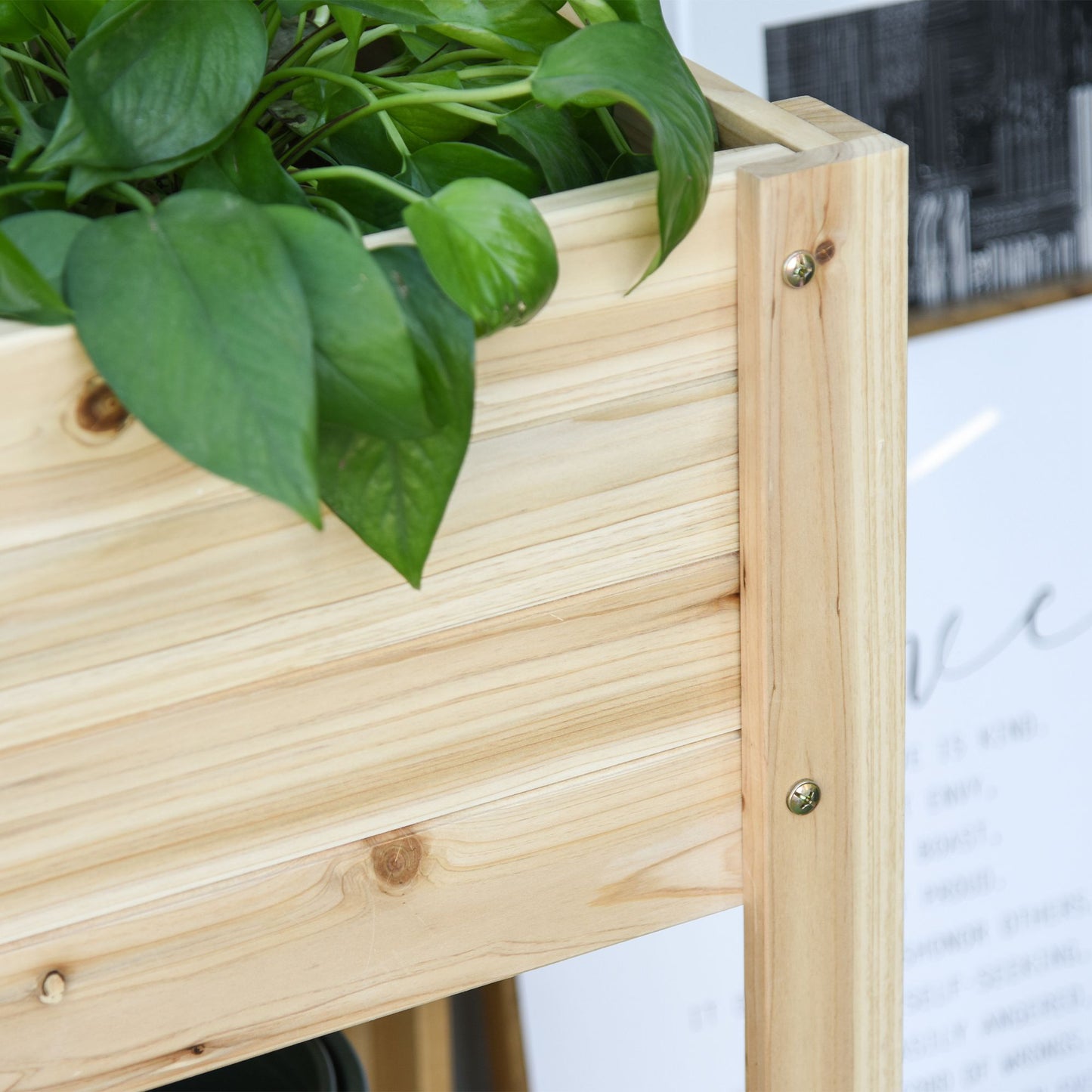 Wooden Raised Plant Stand Outdoor Flower Bed Box with Clapboard 100 x 40 x 84cm