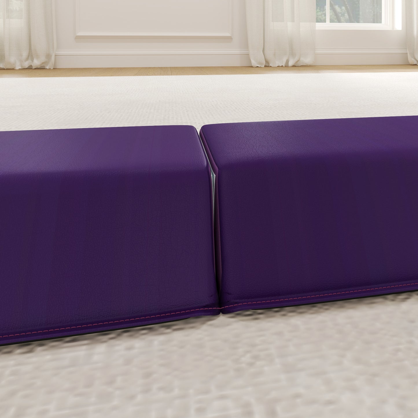 7.7ft Folding Gymnastics Beam, Floor Balance Beam for Kids with Anti-Slip Base, Gymnastics Equipment for Home, Purple