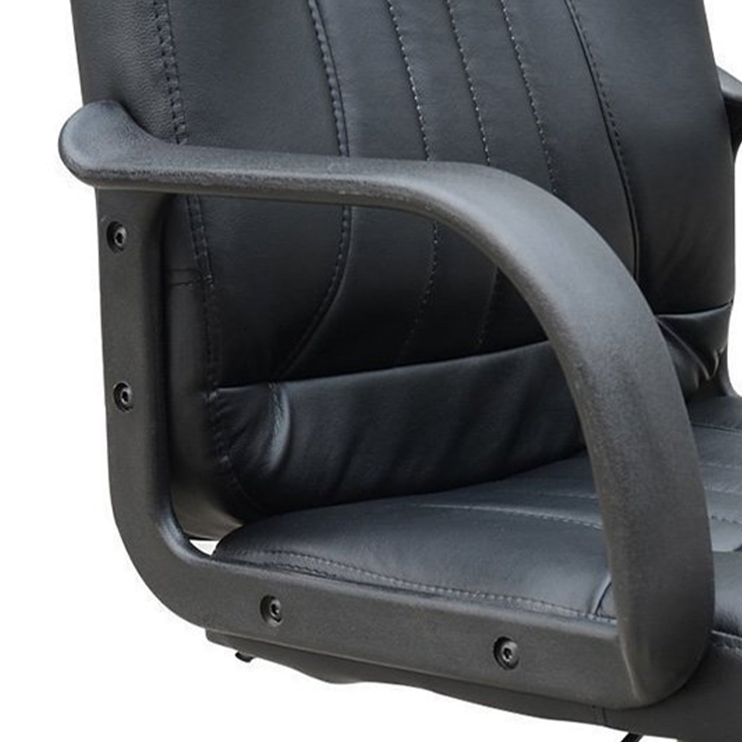Swivel Executive Office Chair, PU Leather Computer Desk Chair with Adjustable Height, Wheels, Black