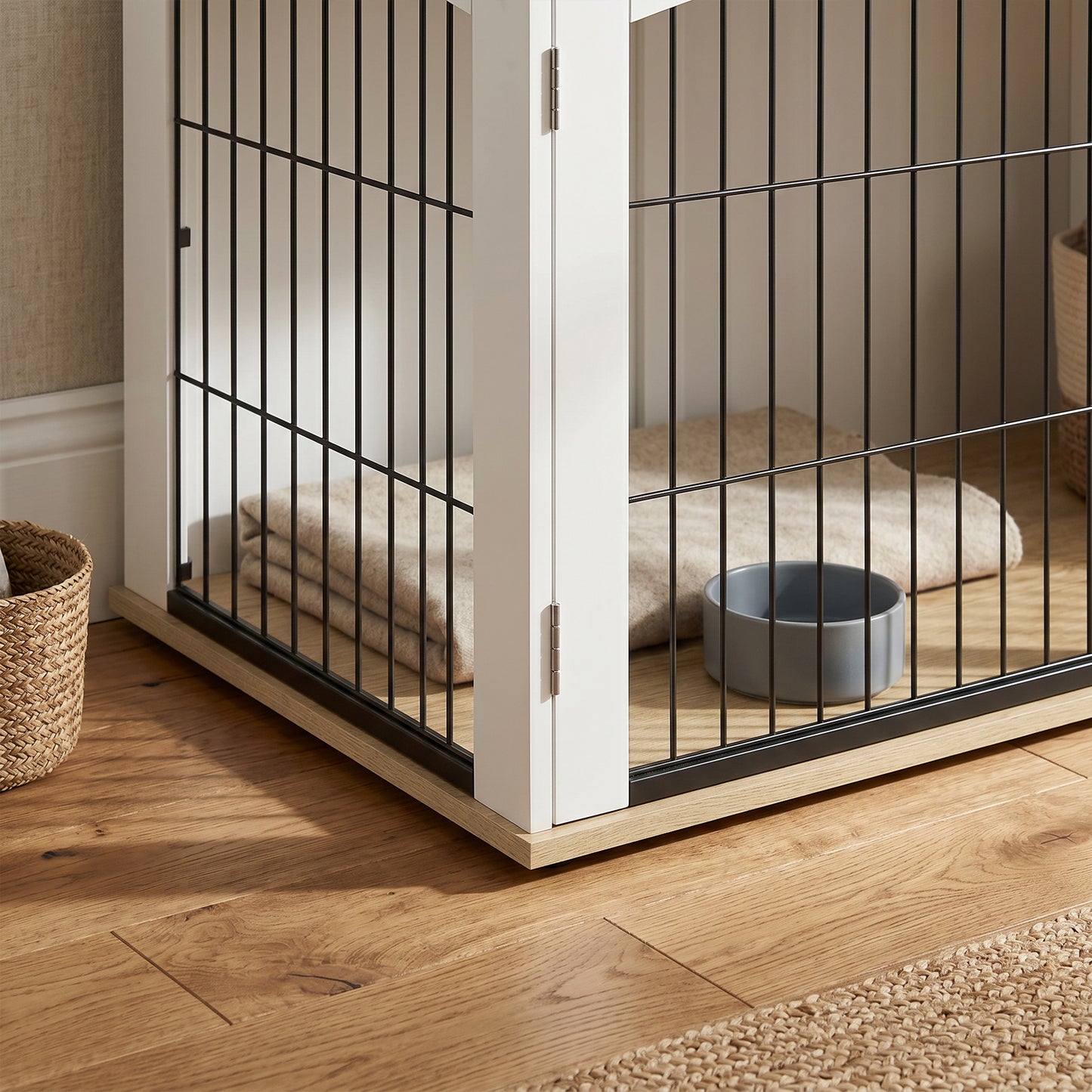 Dog Crate Furniture, Indoor Dog Cage with Double Doors for Large Breeds, Pet Kennel End Side Table