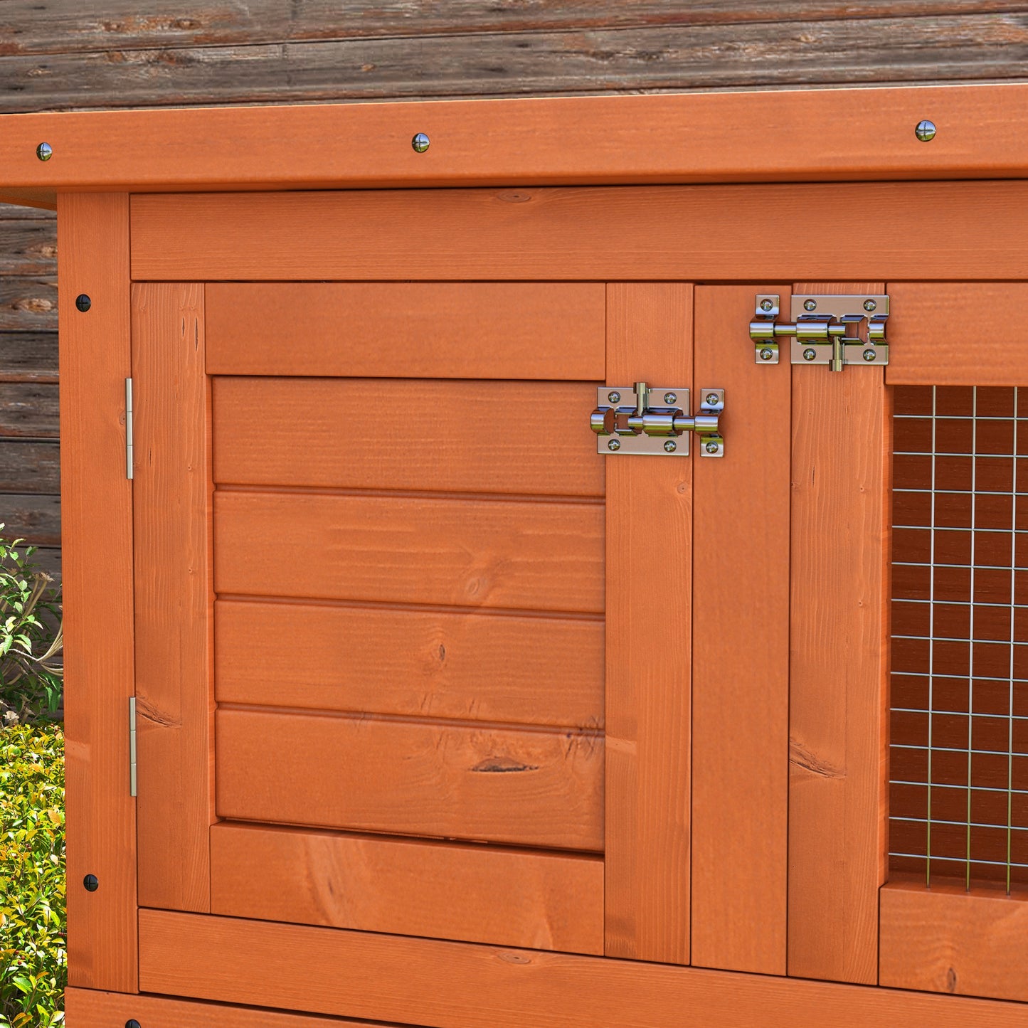 Rabbit Hutch Outdoor Guinea Pig Hutch Wooden Duck House Pet Cage with Opening Roof, 90 x 45 x 90cm
