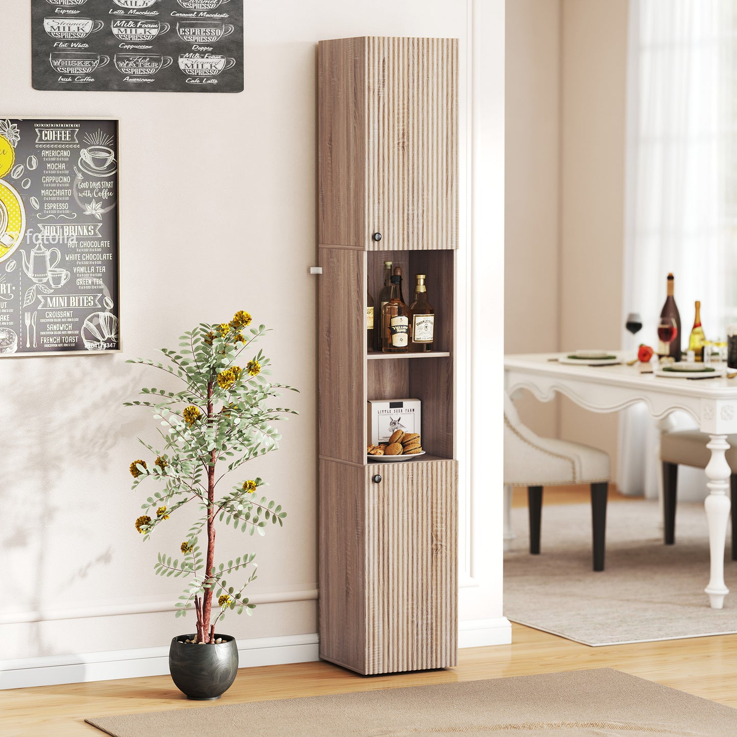 6-Tier Tall Bathroom Cabinet - Natural