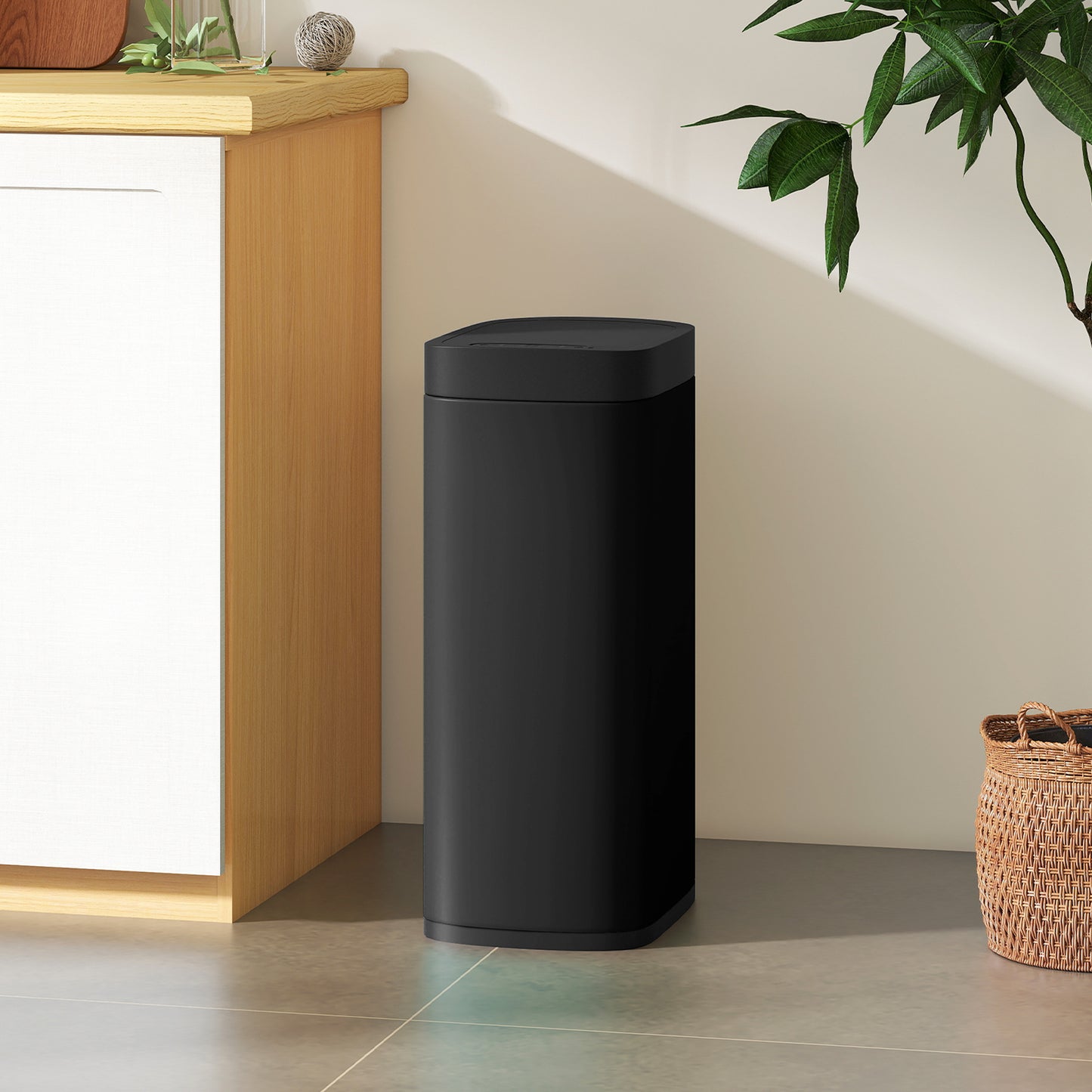 50L Sensor Bin, Automatic Kitchen Bin, Manual Override, Battery Operated, Inner-Bucket-Free, for Kitchen, Bedroom, Black