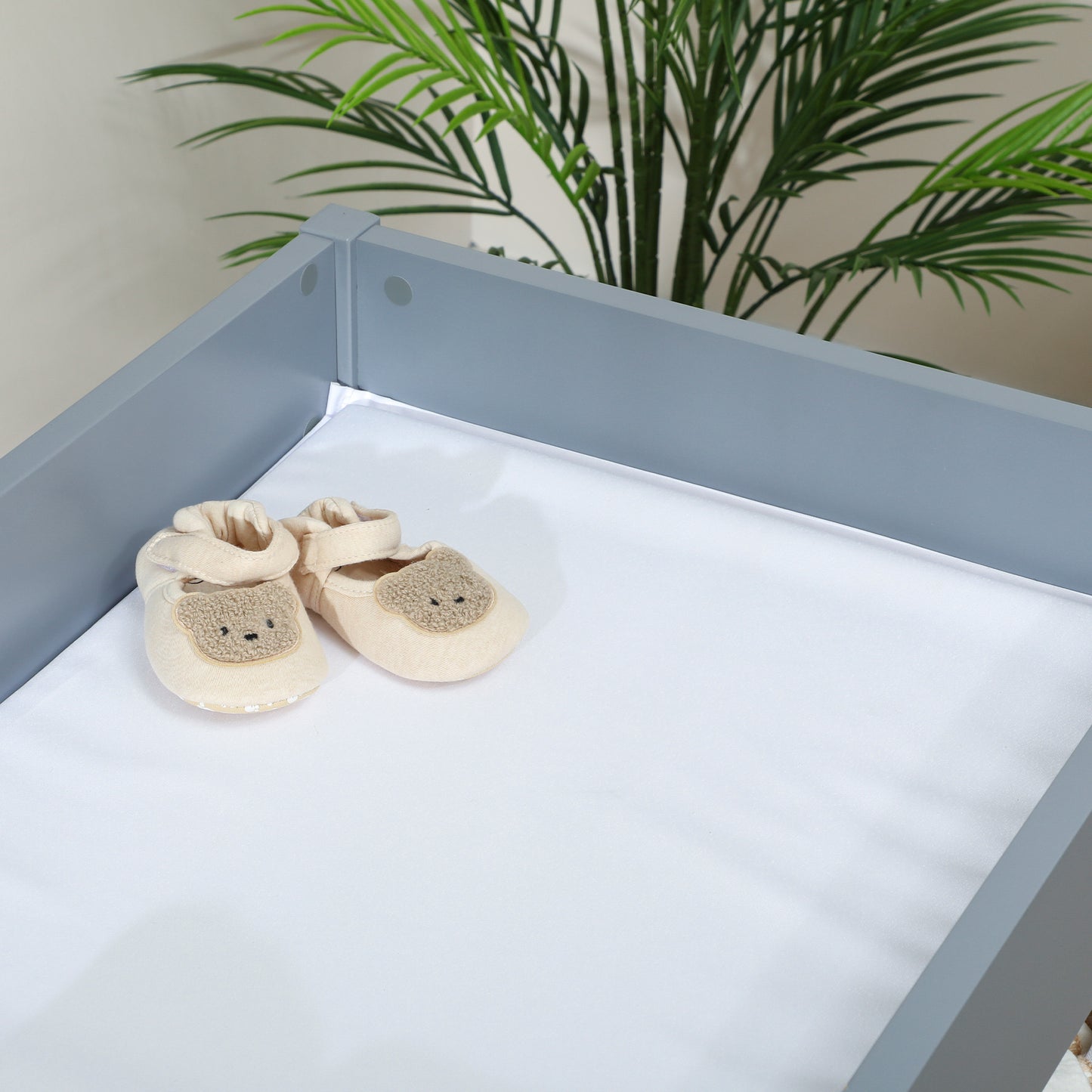 Baby Changing Unit with 4 Storage Drawers, Mat for Bedroom Nursery, 84 x 84.5 cm, Grey