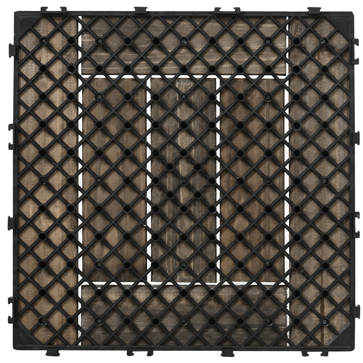 27 Pcs Wooden Interlocking Decking Tiles, 30 x 30 cm Outdoor Flooring Tiles, 2.5㎡ per Pack, for Patio, Balcony, Terrace