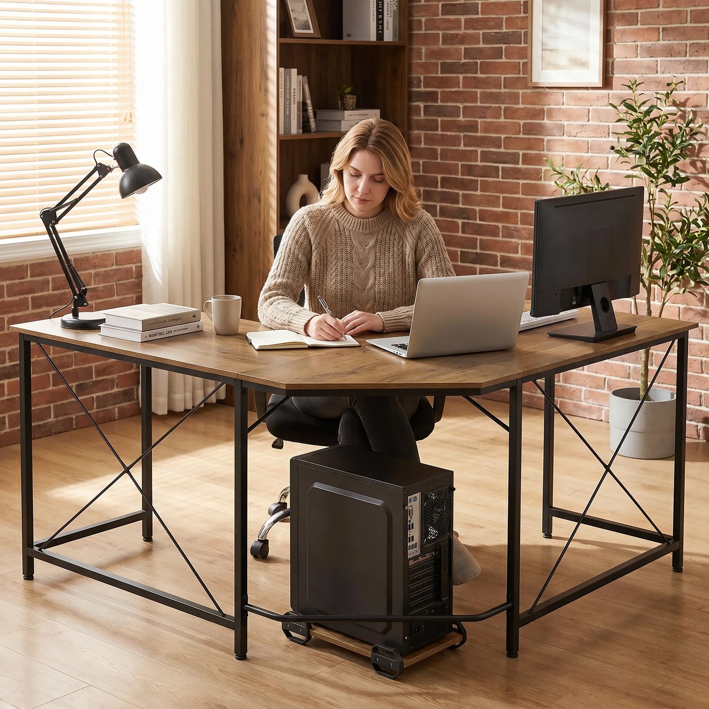 Corner L-Shape Computer Desk PC Workstation Writing Gaming Table Home Office