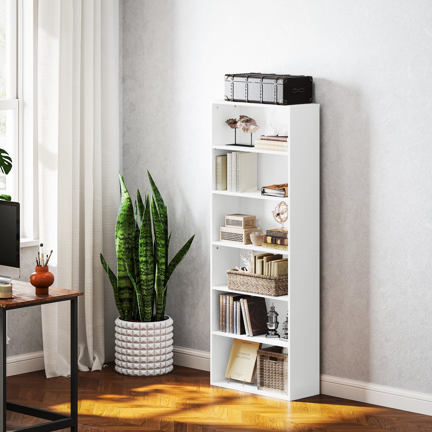 Six Shelf Bookcase - White