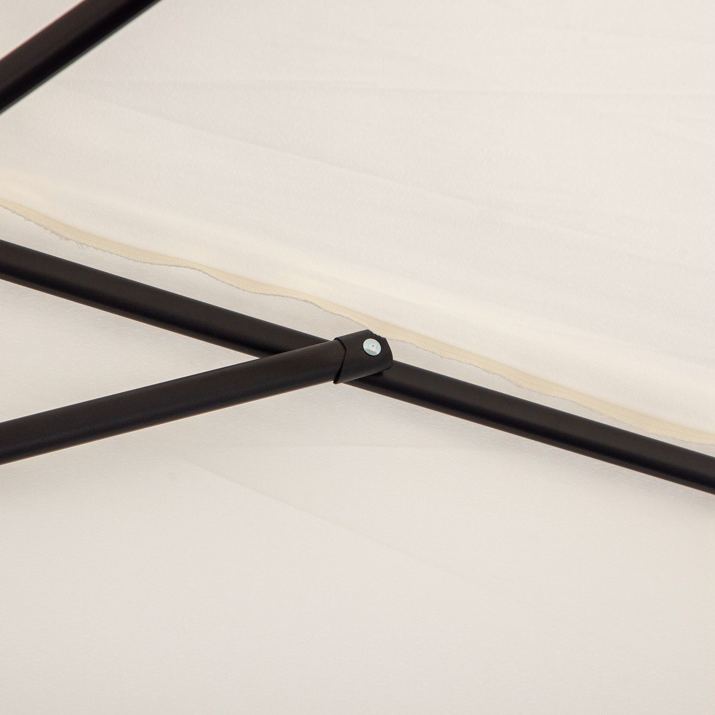 3(m) Half Parasol, Semi Round Umbrella with Metal Frame, Crank Handle for Balcony, Garden, Cream White
