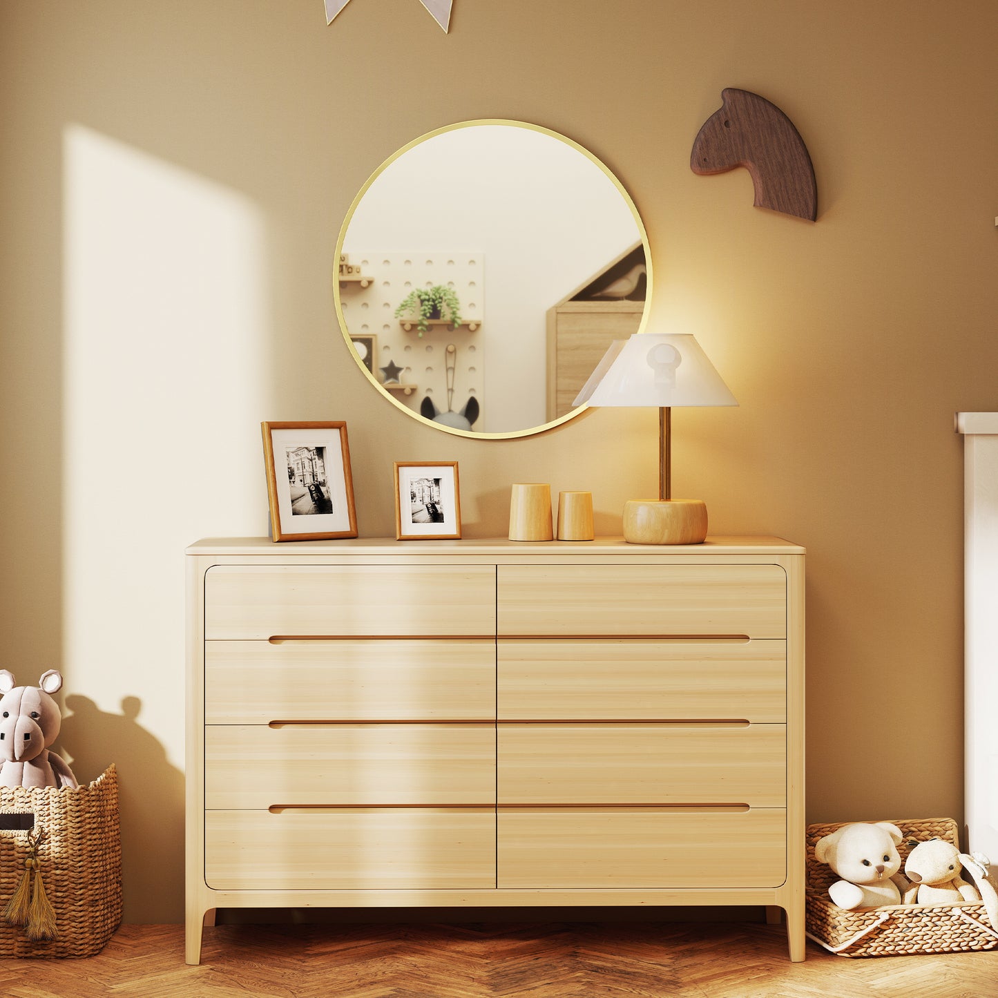 61cm Decorative Wall Mirror for Bedroom Living Room, Modern Round Bathroom Mirror for Home Decor, Gold Tone