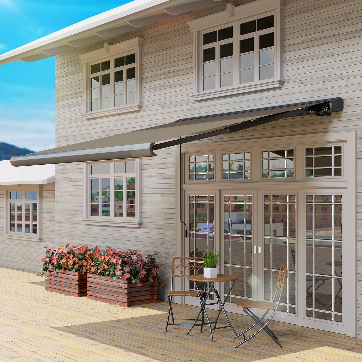 3 x 2.5 m Electric Awning with Remote Controller, Aluminium Frame DIY Retractable Awning