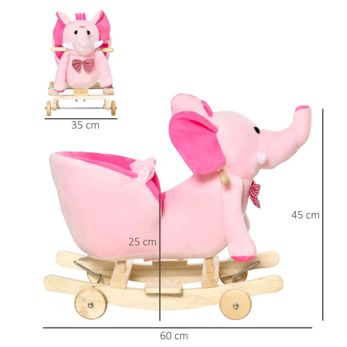 2in1 Pink Elephant Style Ride on Rocking Horse or Stroller - Pink