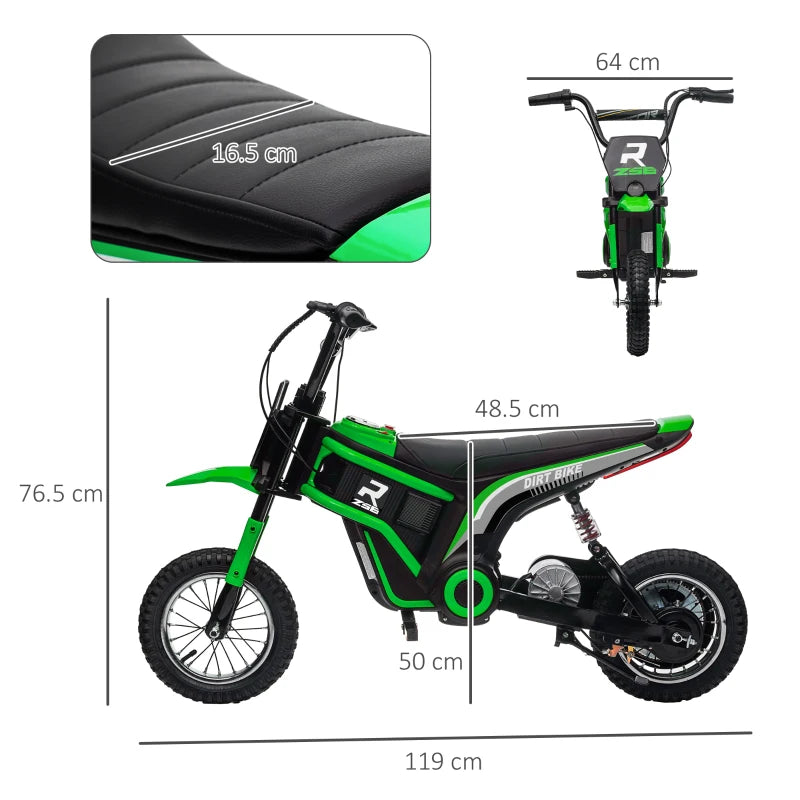 24V Electric Motorbike with Twist Grip Throttle and Horn for Kids - Green