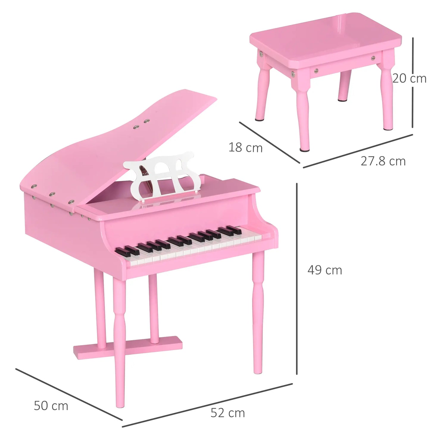 30 Key Kids Piano with Bench and Music Stand Included