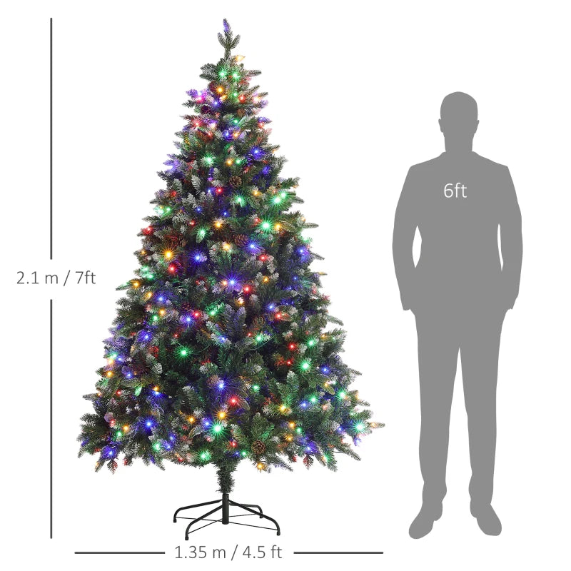 7ft - Prelit Christmas Tree with LED Lights and Metal Base Included