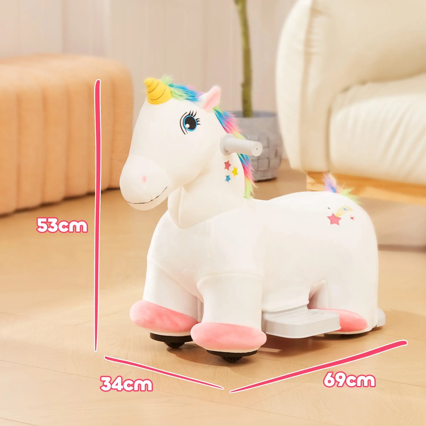 6V Electric Ride on Unicorn Toy with Music Sound Effect