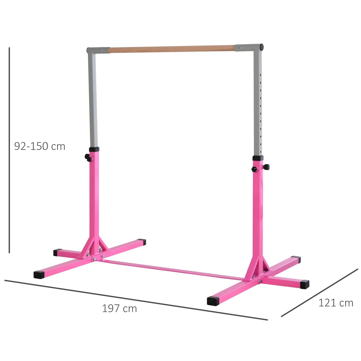 Height Adjustable Gymnastics Horizontal Bar for Children Gym Equipment - Pink